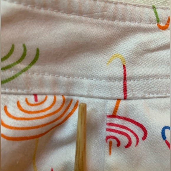 Talbots Size 8 pencil skirt umbrella motif stretch, faux pockets back slit mini - Picture 12 of 12